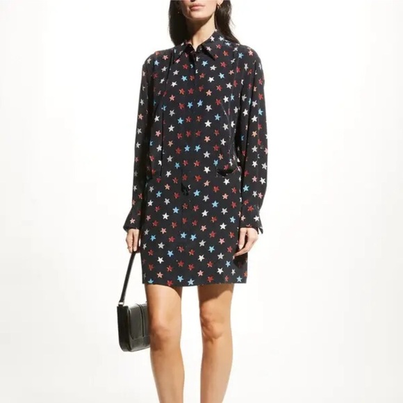 Equipment Claudette Silk Shirtdress Black Stars Size 0 XS NWT Contemporary Party - Picture 1 of 7